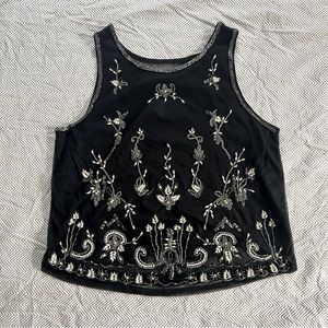 Beaded Festival y2k mesh back tank top with pearls